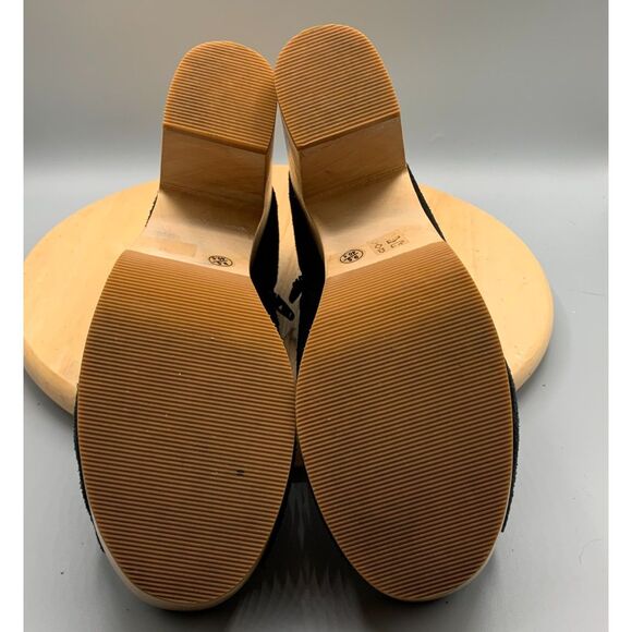 NASTY GAL 9.5 WOMENS SHOE CULT PLATFORM BLACK SUEDE WOOD HEEL - Picture 10 of 12